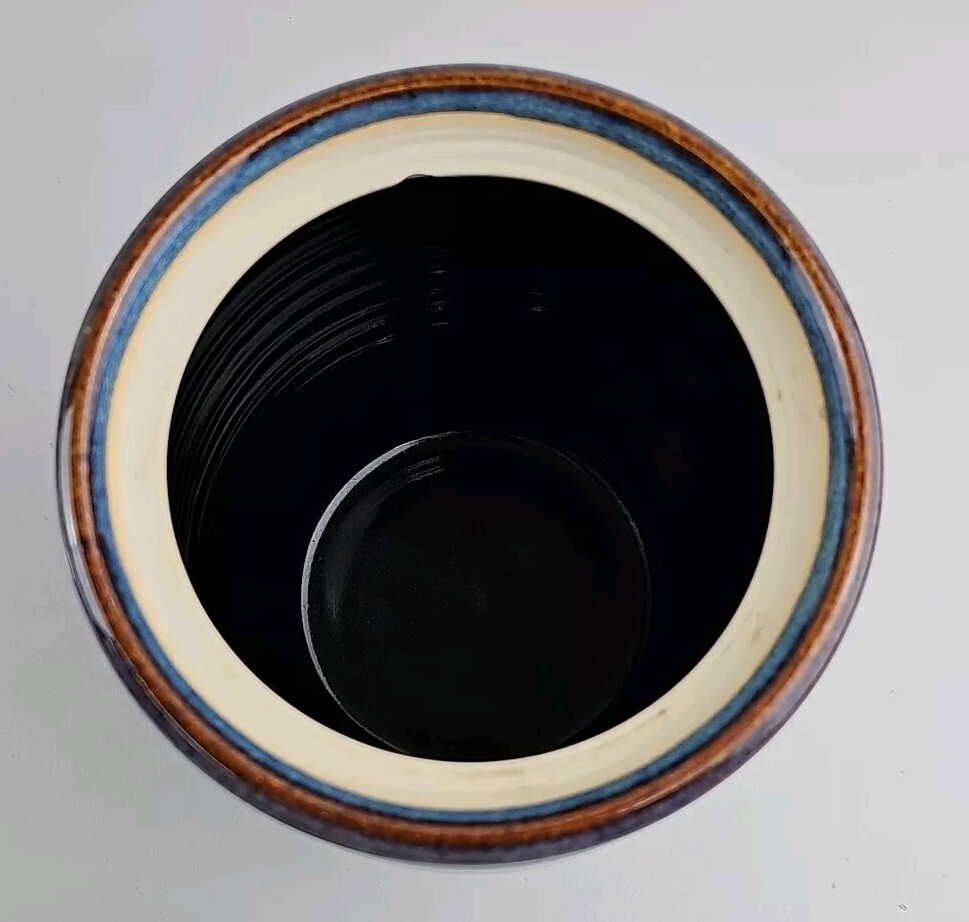 Vintage Studio Art Pottery Cannister Cobalt Blue Shades Artist Signed Marguerite