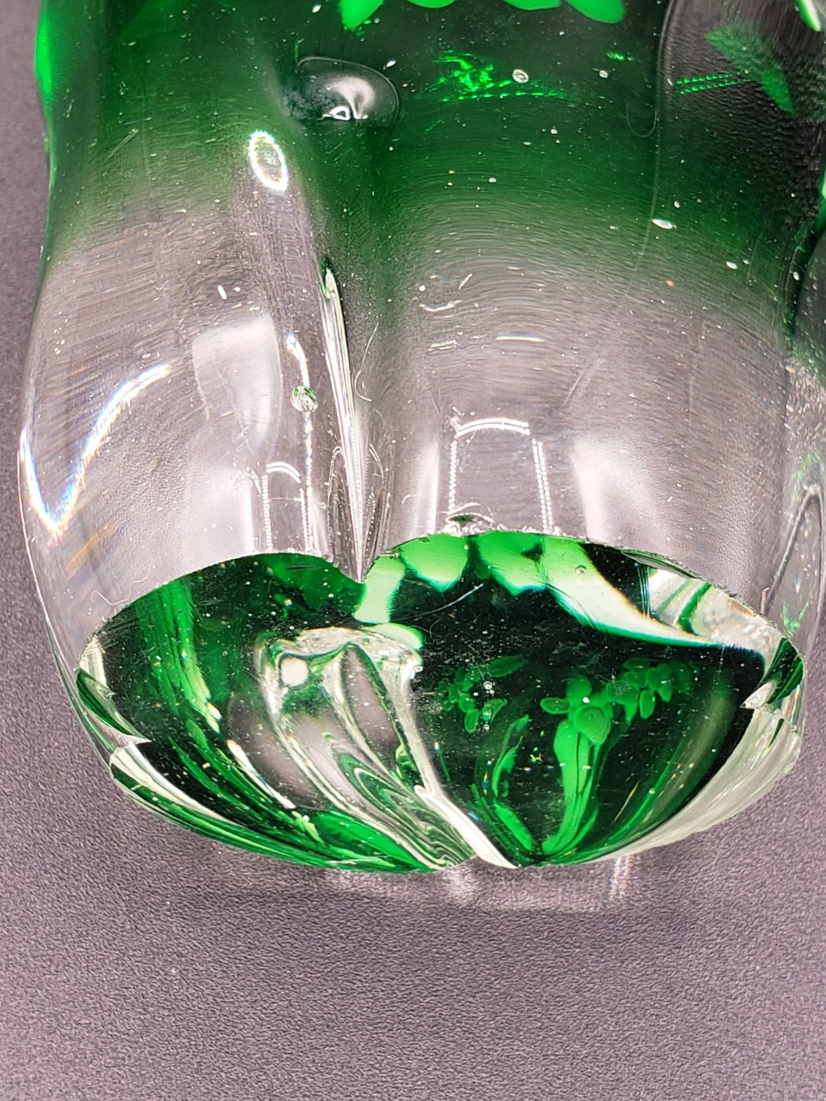 Vintage Crystal Clear Industries Green GIRAFFE Hand Blown Glass Figurine 10″