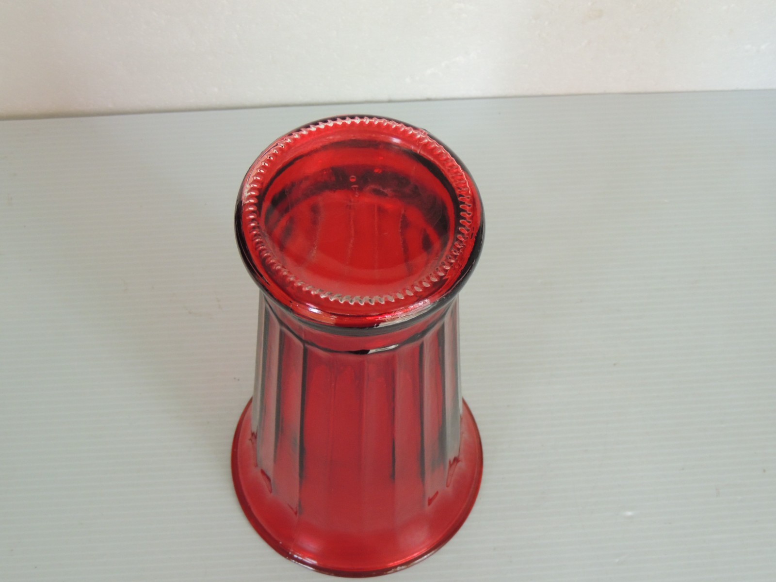 Anchor Hocking Vase Ruby Red 10 1/2 inches tall USA Ribbed Pattern
