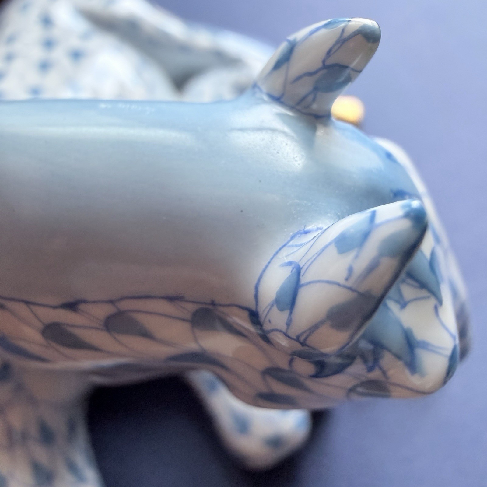 HEREND MARE & FOAL FIGURINE IN SHADED BLUE FISHNET 15560