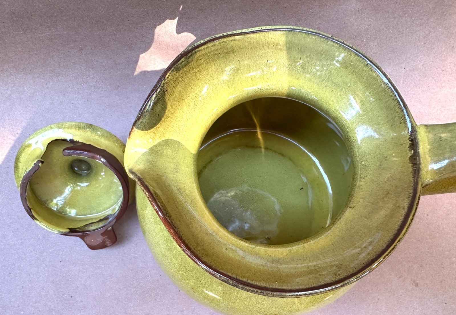 Vintage MCM NICODEMUS ART POTTERY Yellow Ferro Stone Teapot