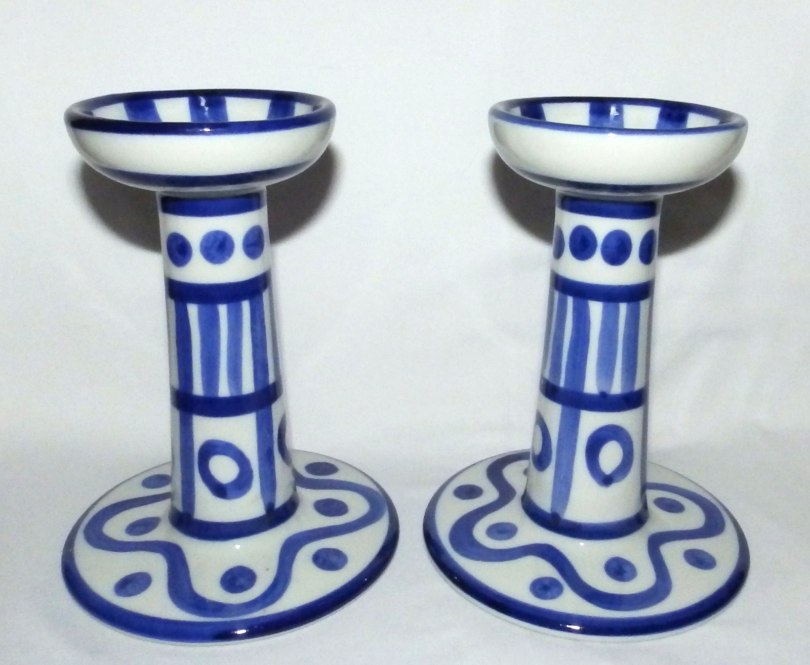 Vintage Dansk Arabesque Blue/White 6.5” Candlesticks