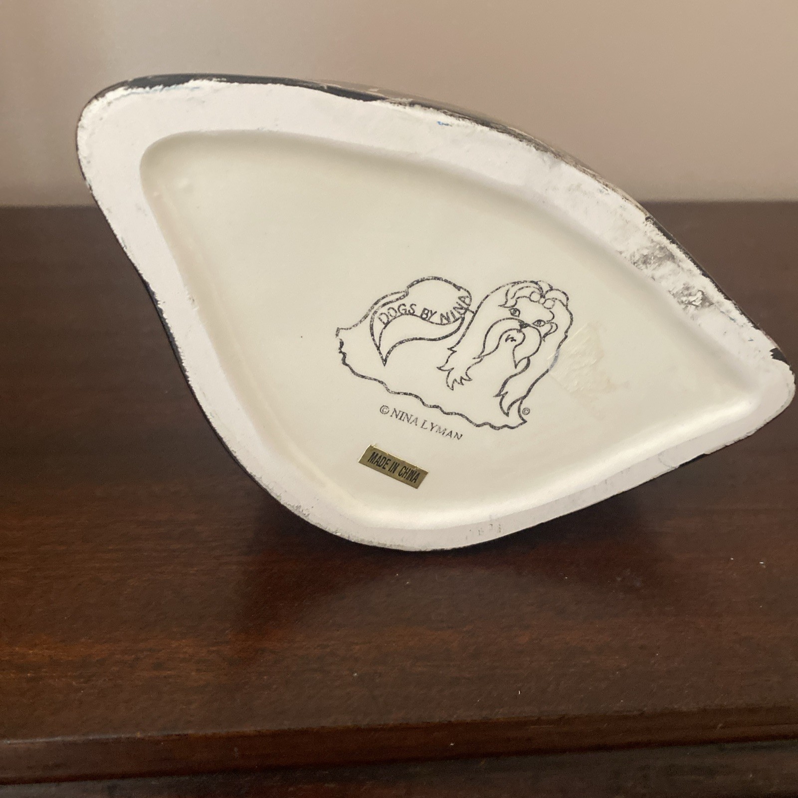 “Dogs by Nina” Lyman Hand Painted Ceramic Black Puppy Vase/ Planter, 8”