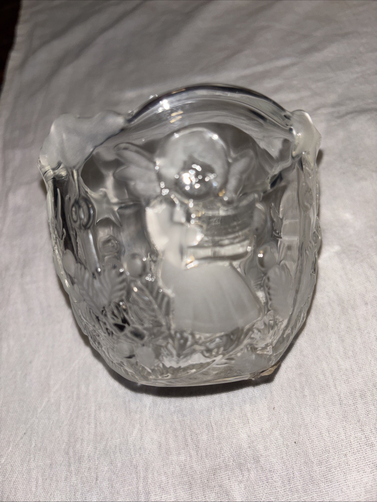 Mikasa “Holiday Lights” Candle Holder Frosted / Clear 3 1/4″ Germany SA 835/910