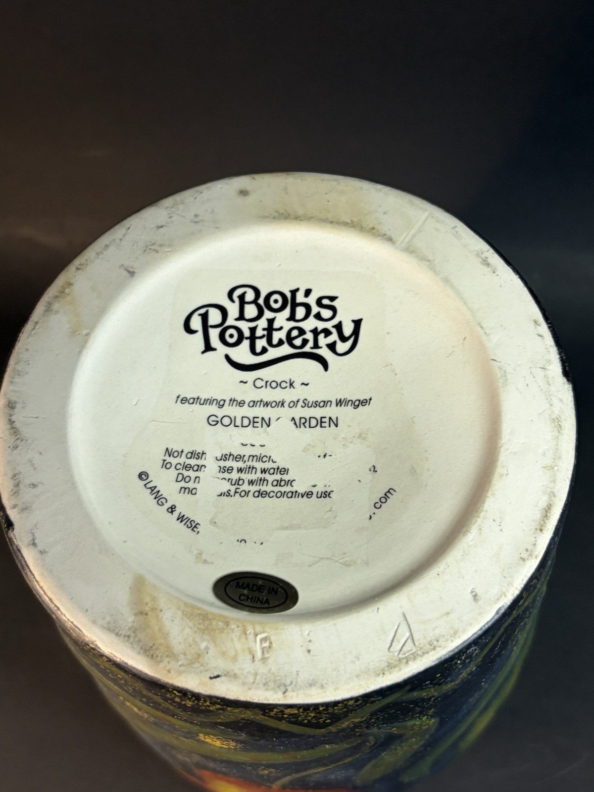 Vintage Bobs Pottery Golden Garden 6.75” Crock – Tiny Chip On Rim