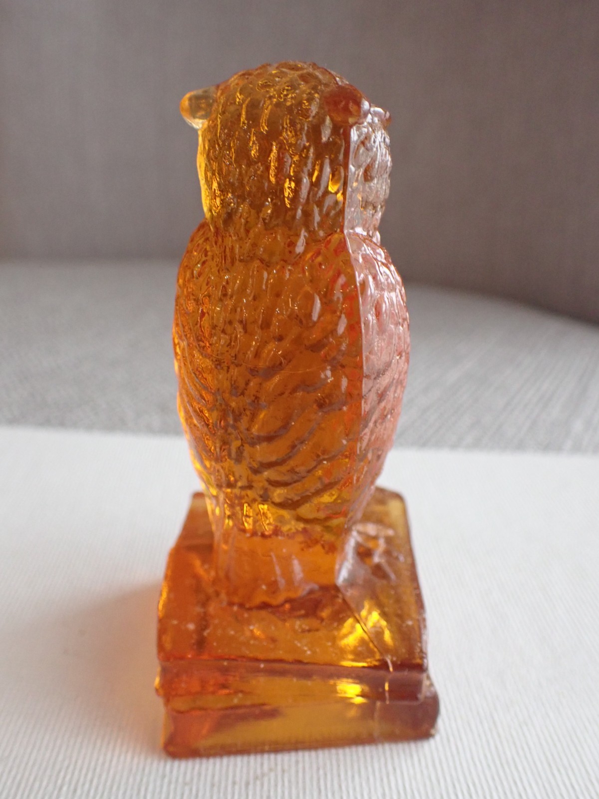 Degenhart Persimmon Glass Owl GLOWS