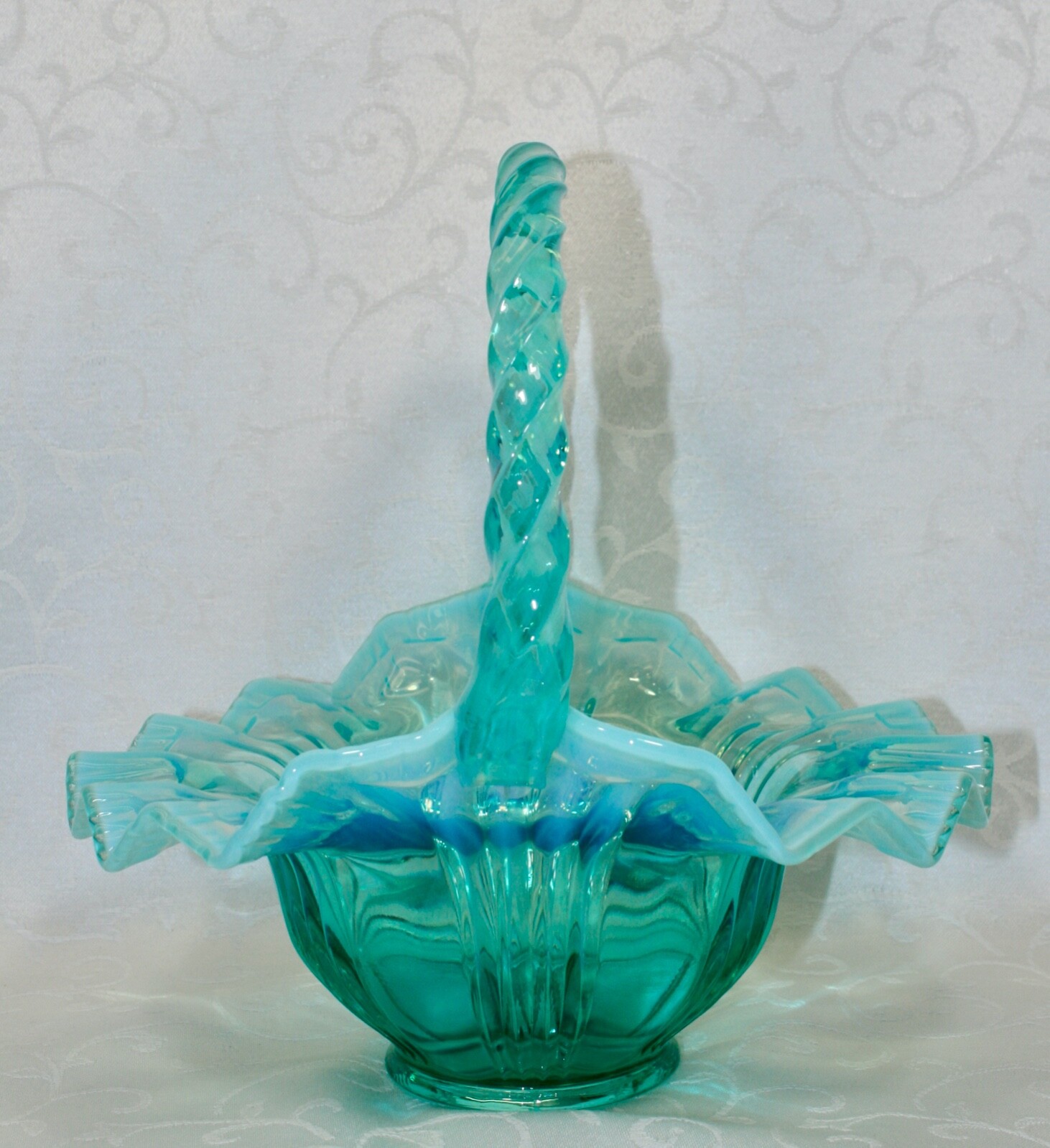 Fenton, Basket, Robins Egg Blue Glass.