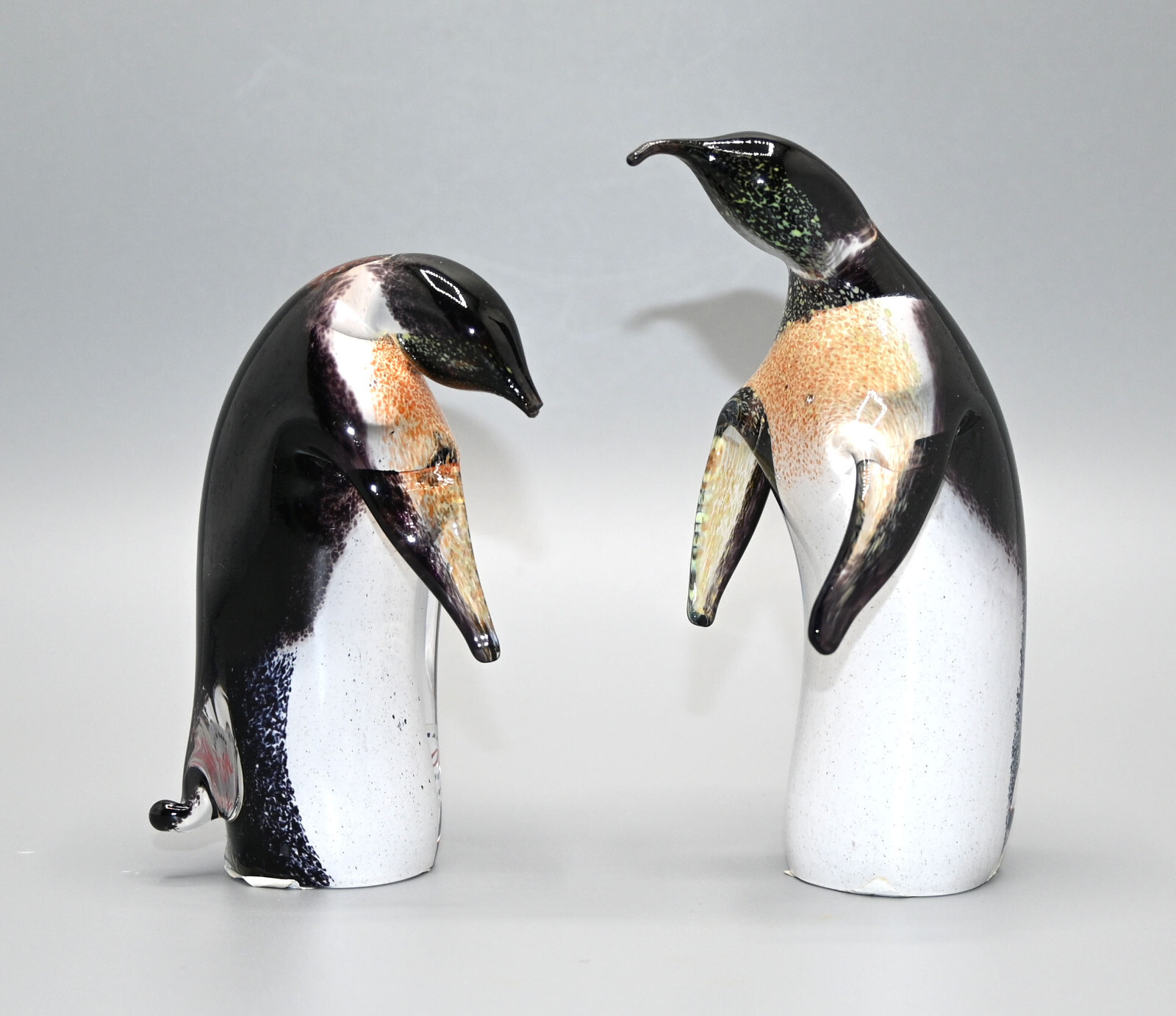 Pair of PENGUINS Hand Made / Blown JAROS Czech Bohemian Art Glass