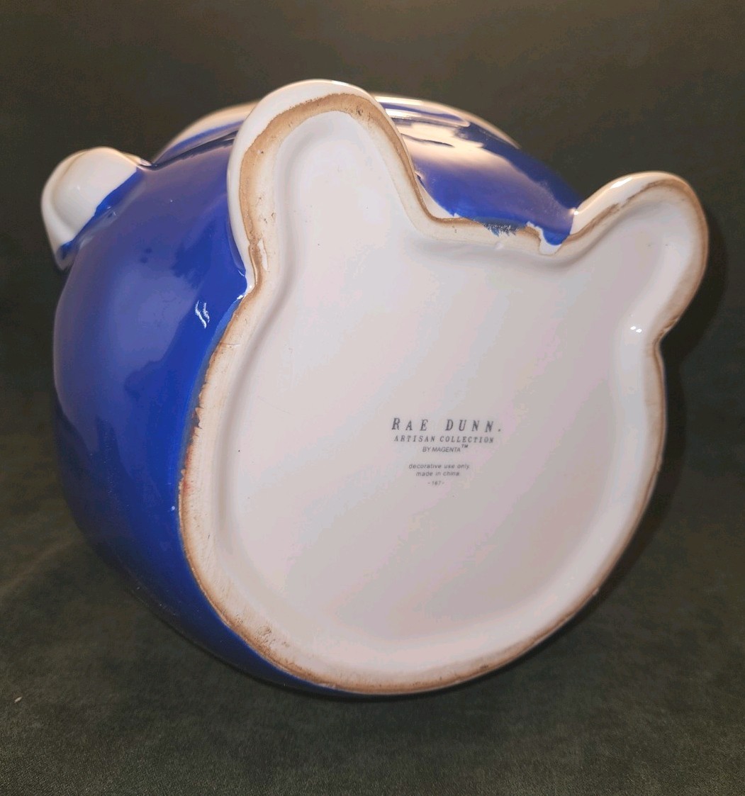 Rae Dunn Artisan Oy Vey Gnome Ceramic Figurine Blue White Striped