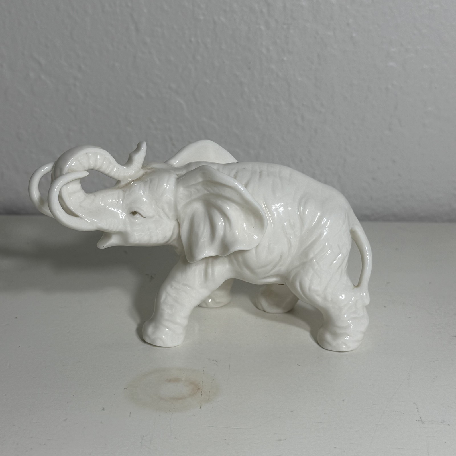 Vintage Porcelain Elephant Figurine Trunk Up Japan Collectible Decor Marked 6028
