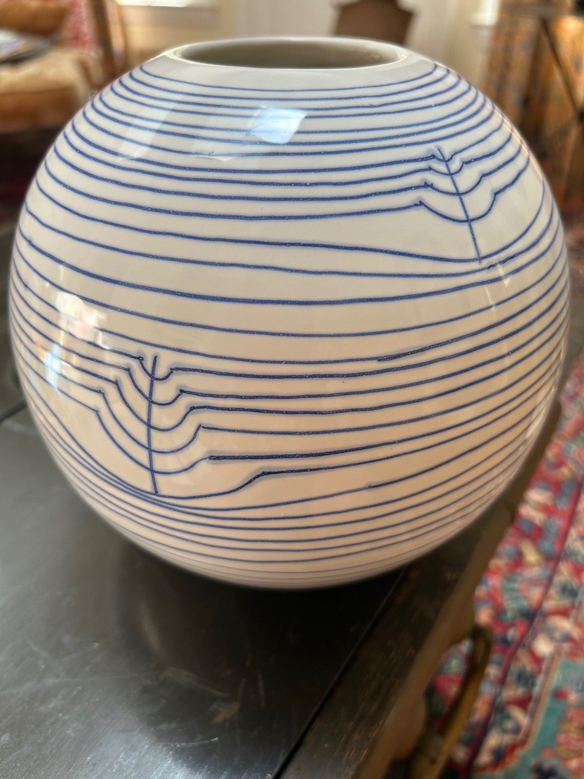 Vtg Raymor Italian Pottery MCM Alvino Bagni. painted rose bowl Shaped vase 7”