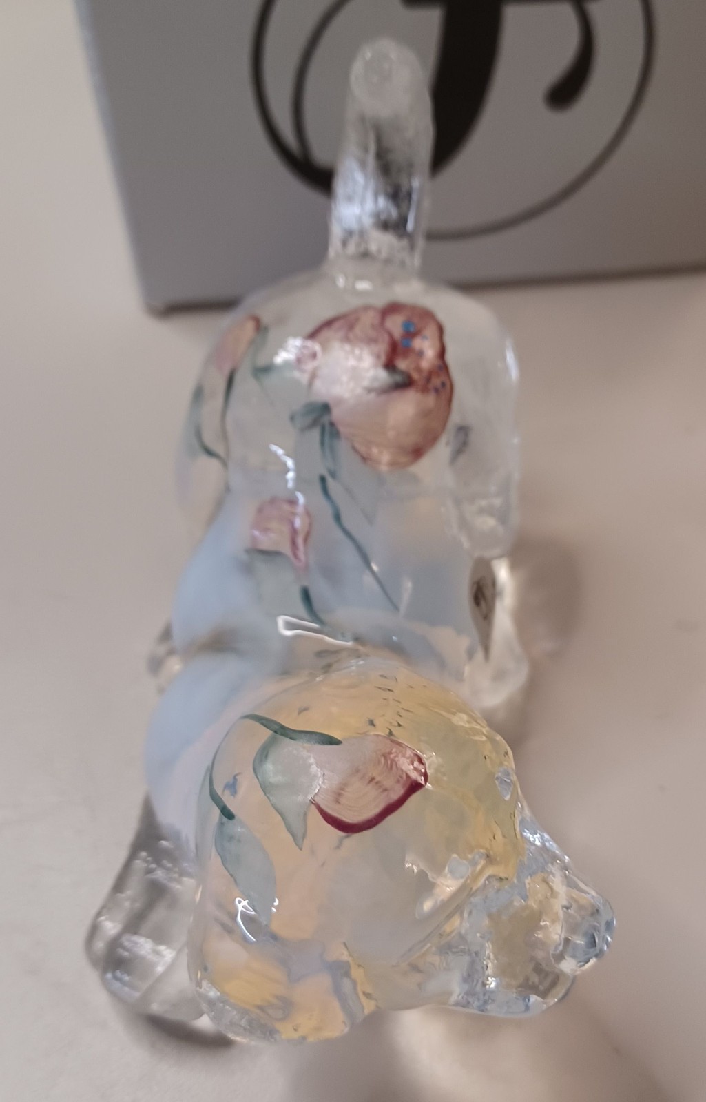 Fenton Playful Puppy dog figurine made of French opalescent art glass. Signed