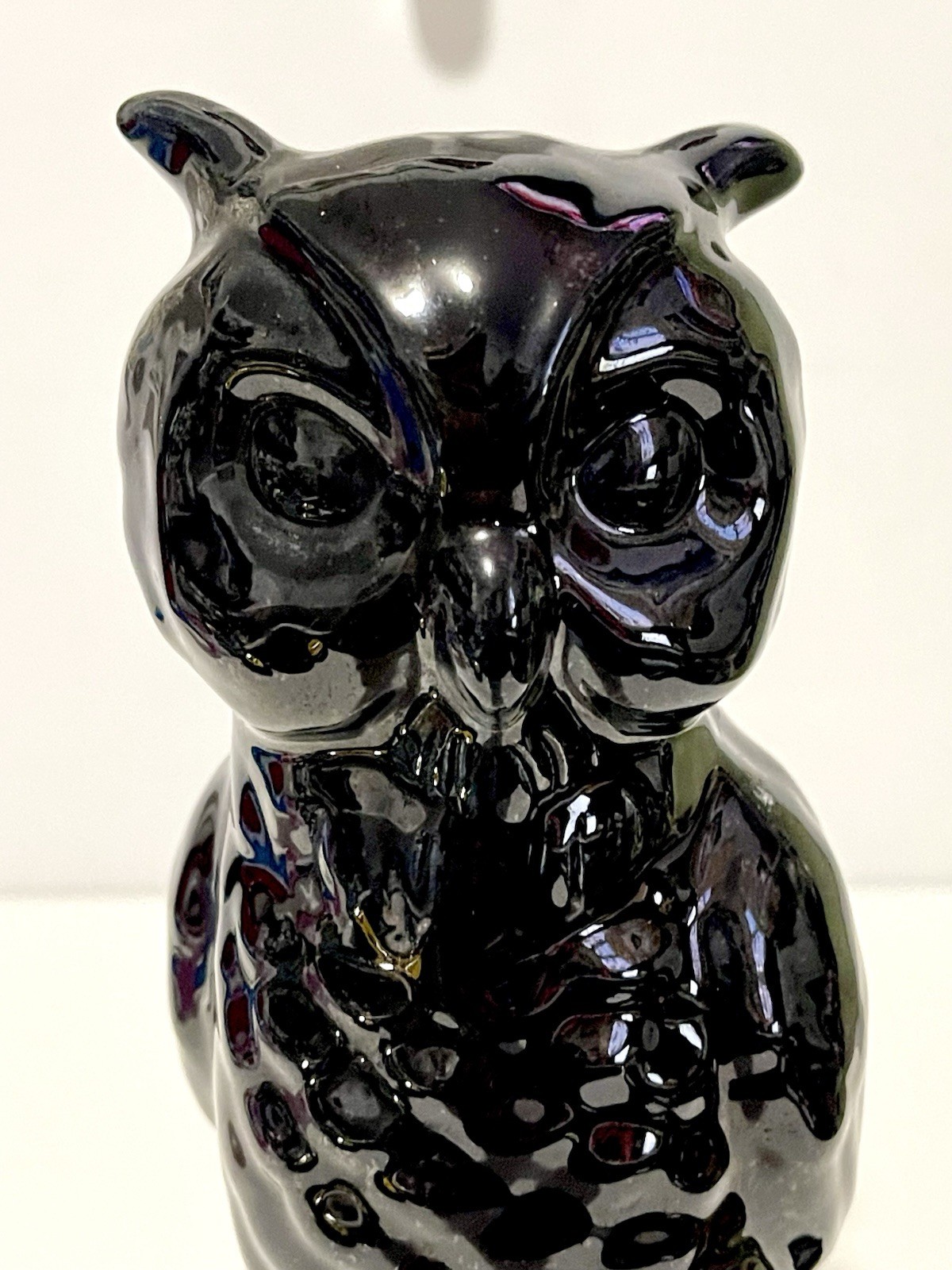 VTG Van Briggle Black Clay Owl Perch Colorado Springs CO 9.5 Inches Tall Signed
