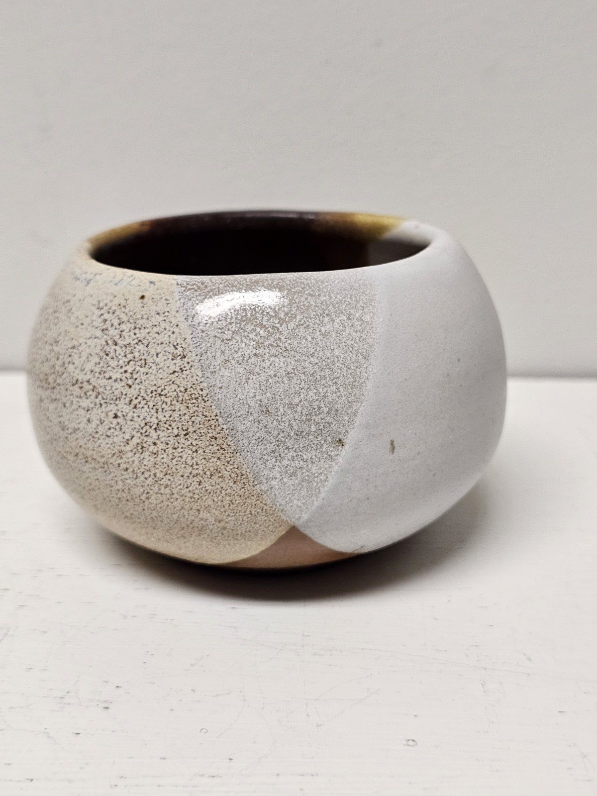Studio Art Pottery Mid-Century Modern Brown And Cream
