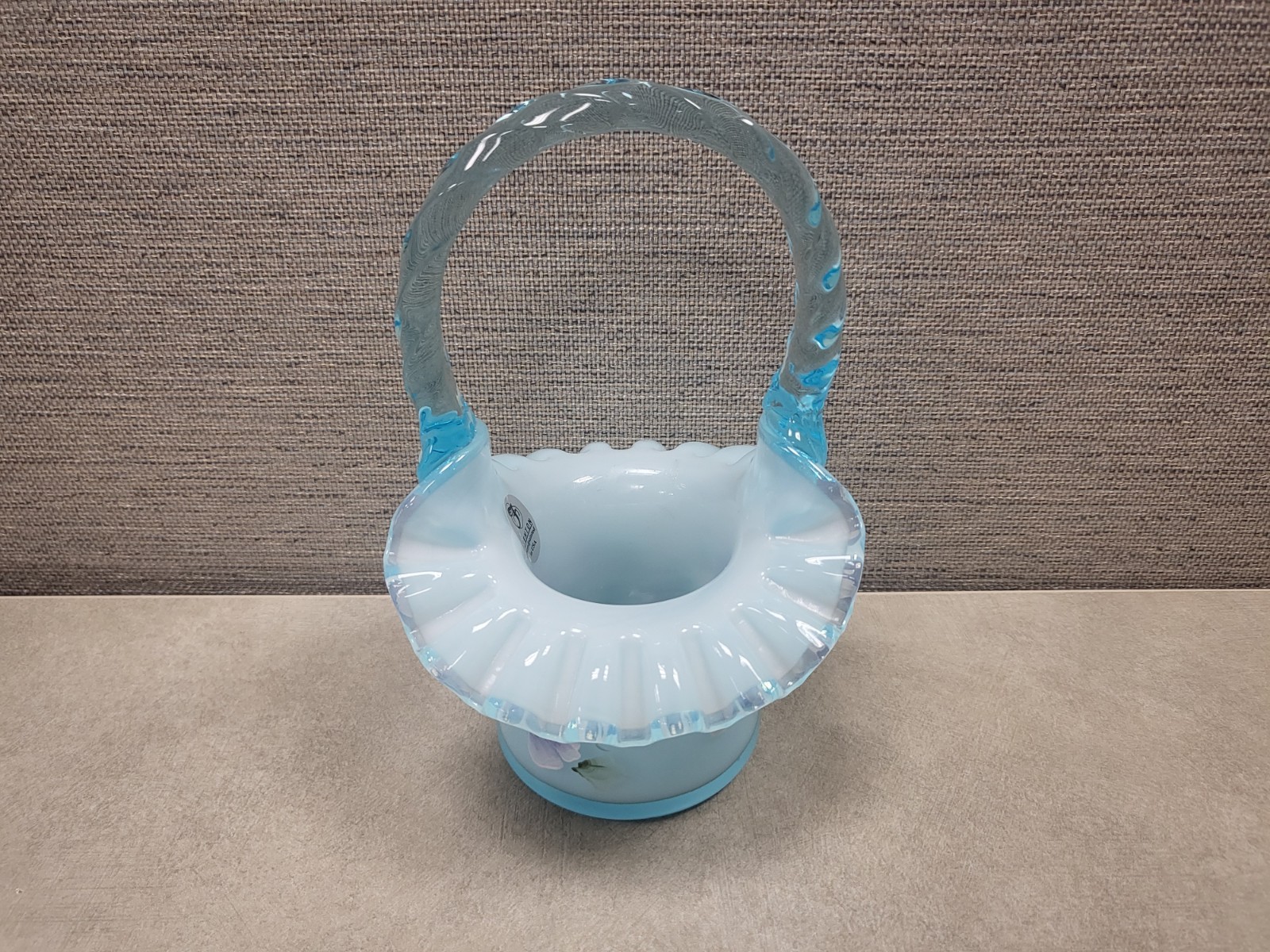 Fenton “Favorites” 2003 Light Blue Basket Hand-Painted Flowers Signed