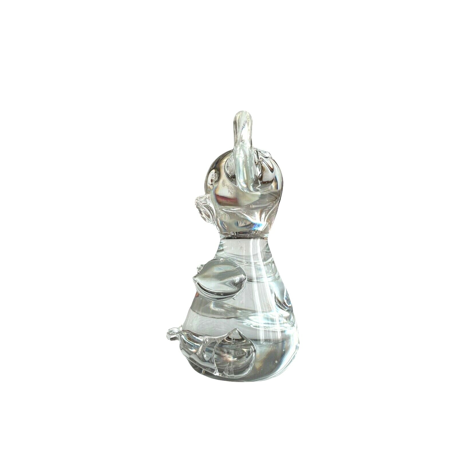 Glass Mouse Figurine Paperweight Clear Mouse Polished Bottom Few Bubbles