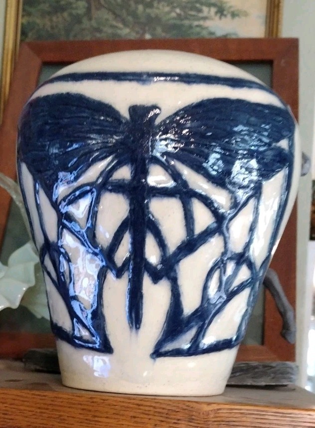 Studio Art Pottery Arts and Crafts Style Dragonfly 8″ Tall signed Michaela 07