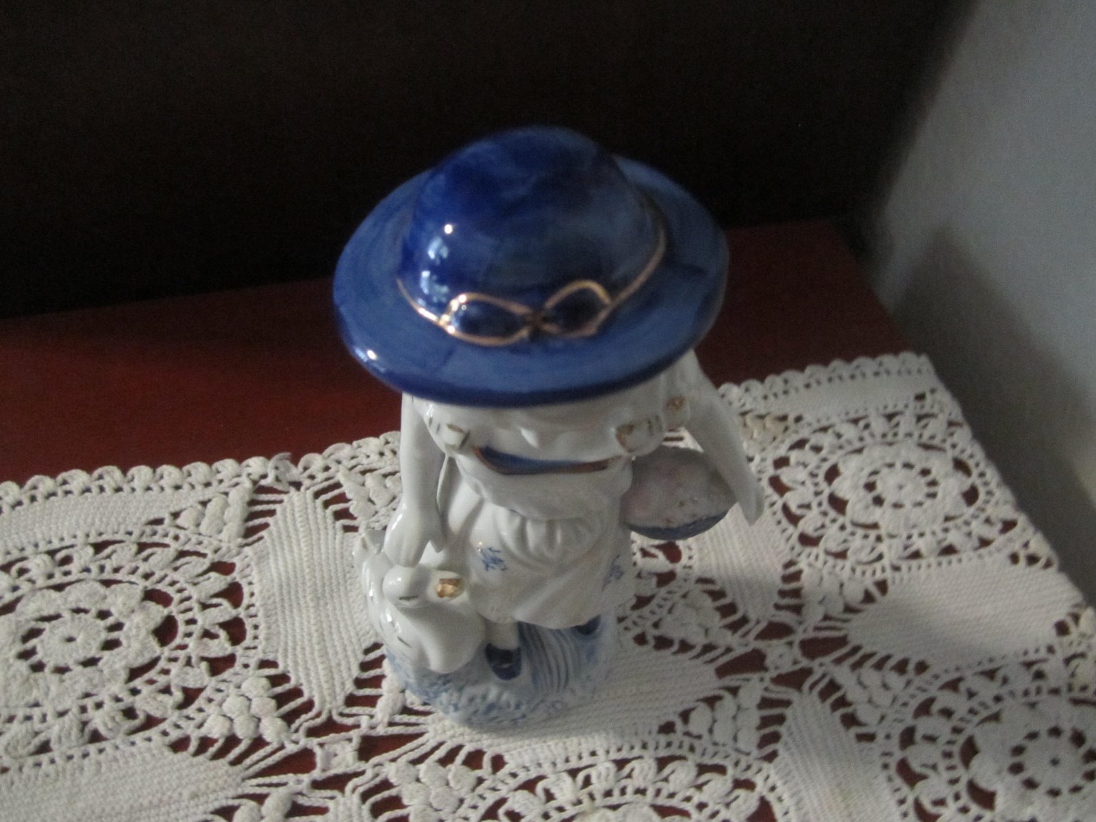 GIRL WITH GEESE AND EGG BASKET FIGURINE 8 1/2″ TALL