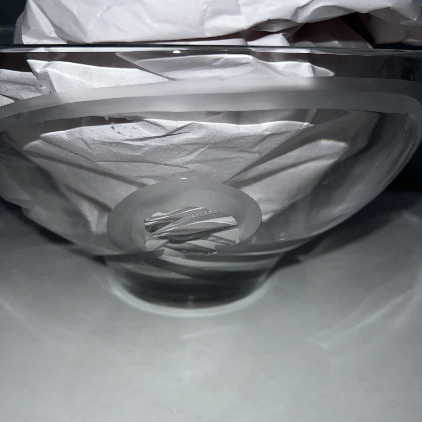 Design Guild Poland Heavy Art Glass Crystal Bowl Etched Design 10”