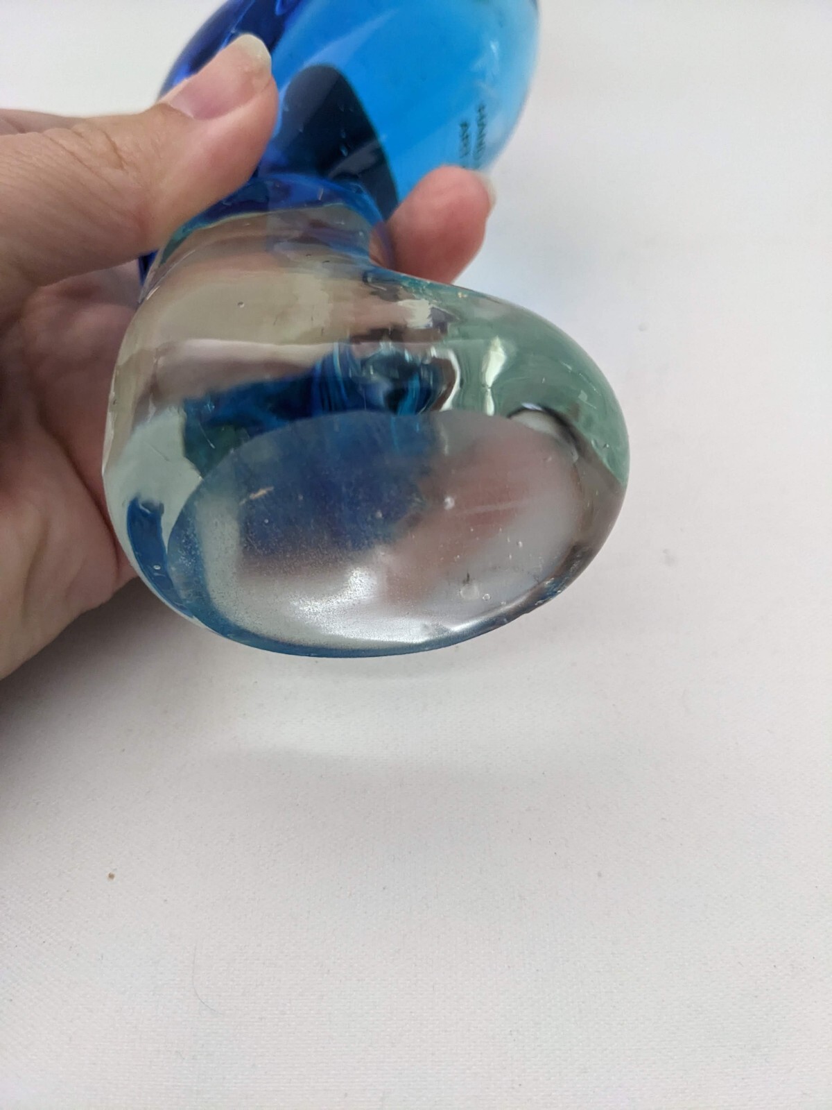 Art Glass Hand Blown Crane Heron Bird Red & Blue 9″ 