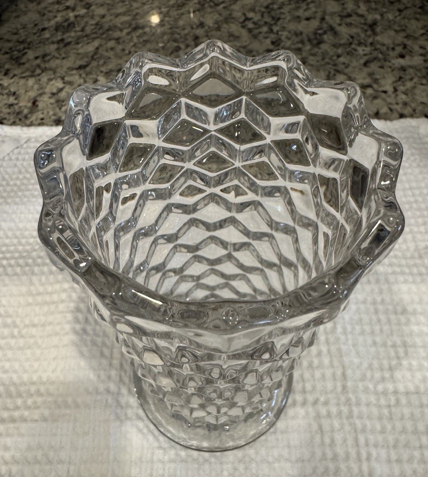 Fostoria American Cubist Clear Glass Vase 8”
