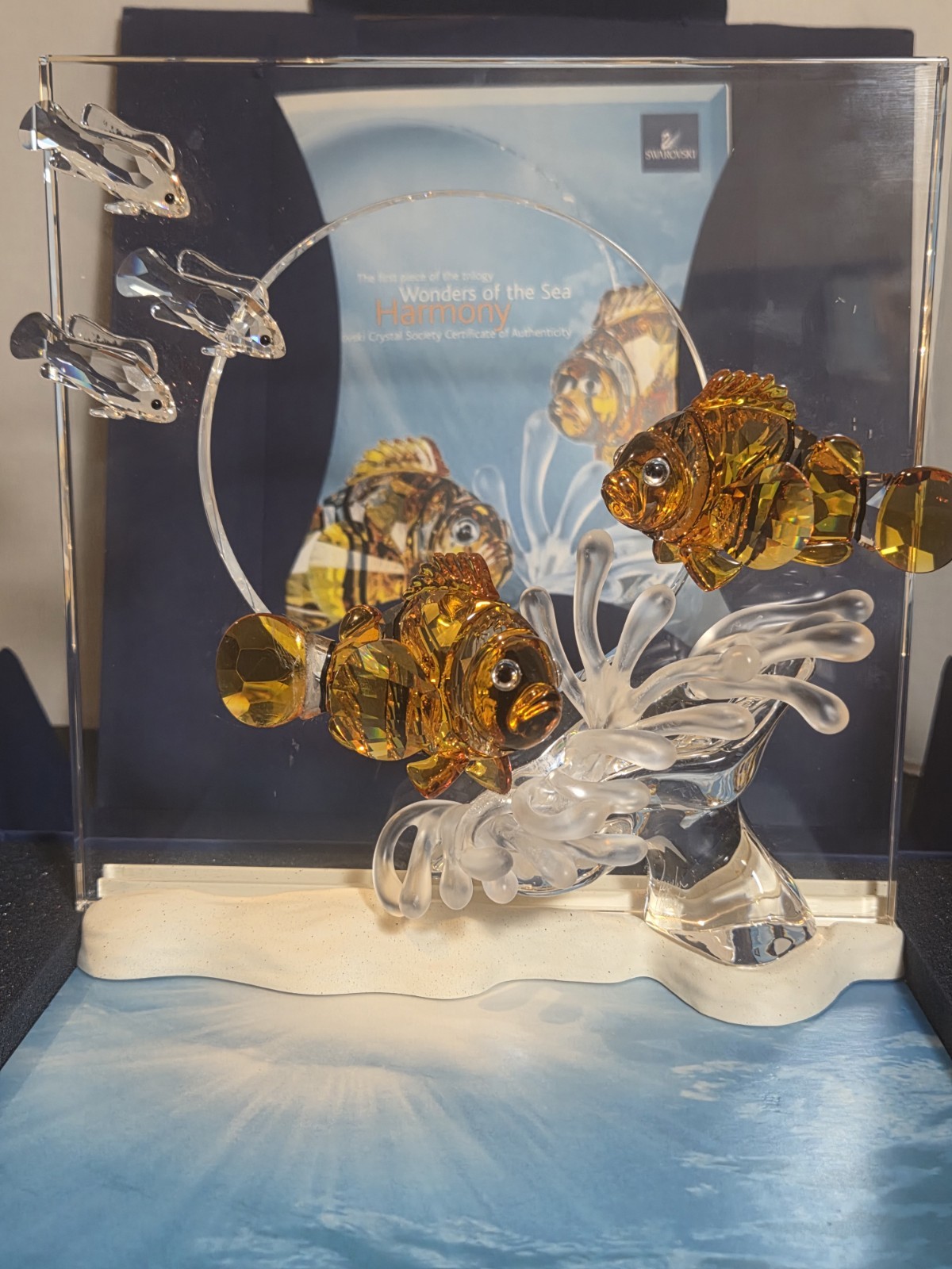 Swarovski Wonders of the Sea Harmony Crystal Fish Figurine Clear Amber *Repaired