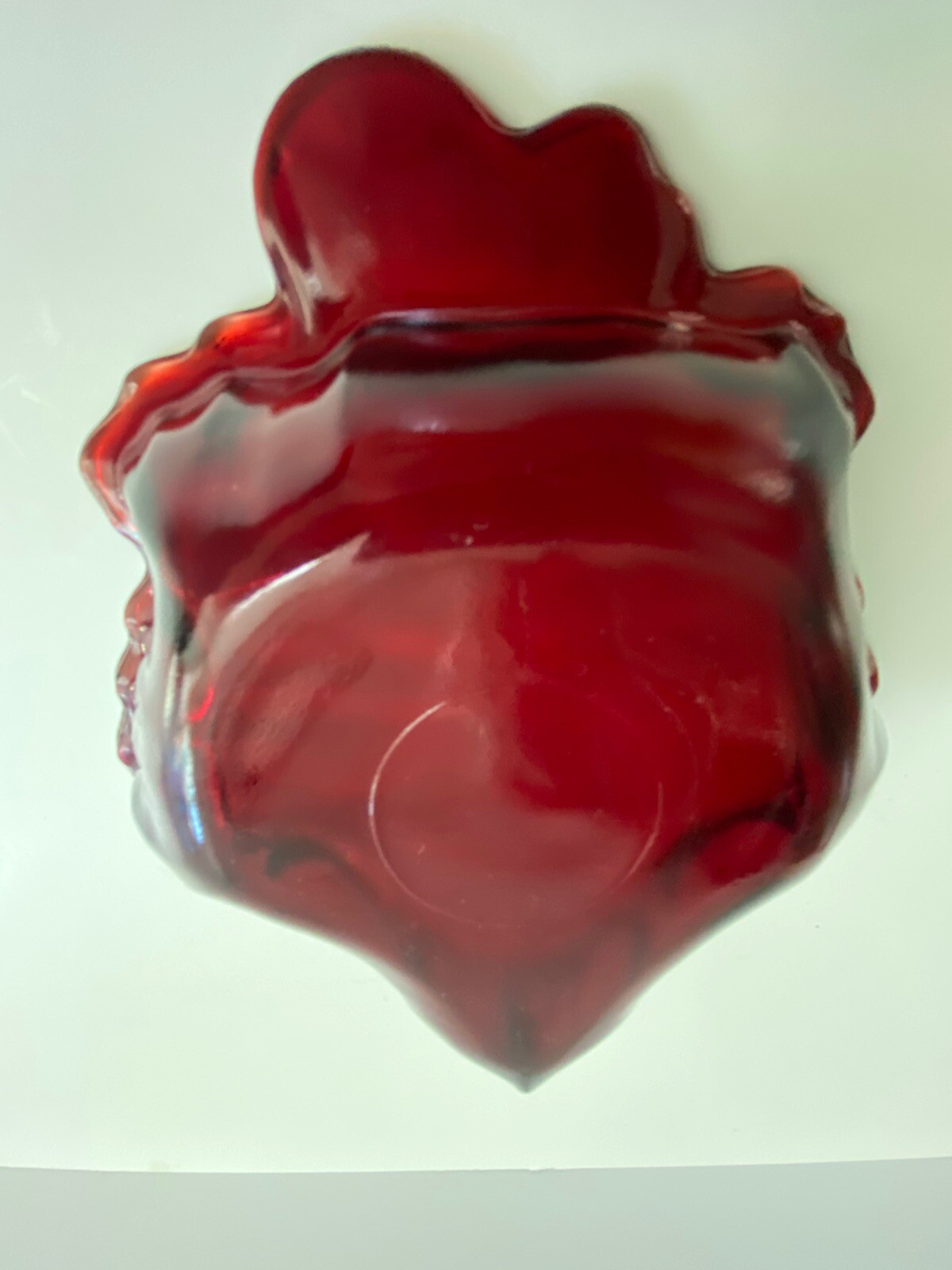 Royal Ruby Red Anchor Hocking Leaf Dish Trinket Holder Glass Leaf