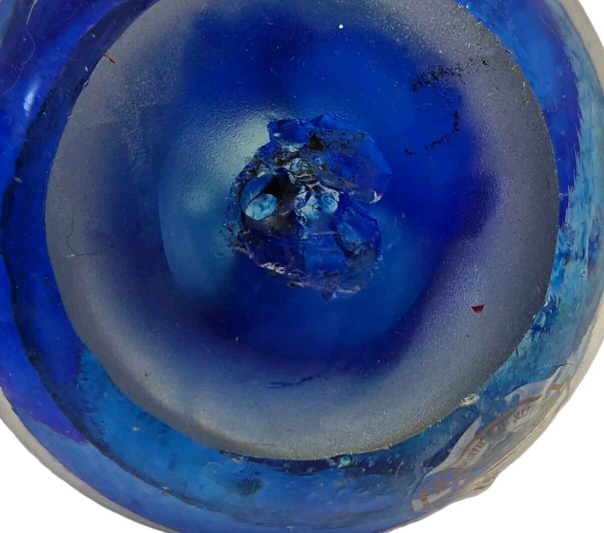 Art Glass Paperweights Cobalt Blue Swirls Lot Of 2