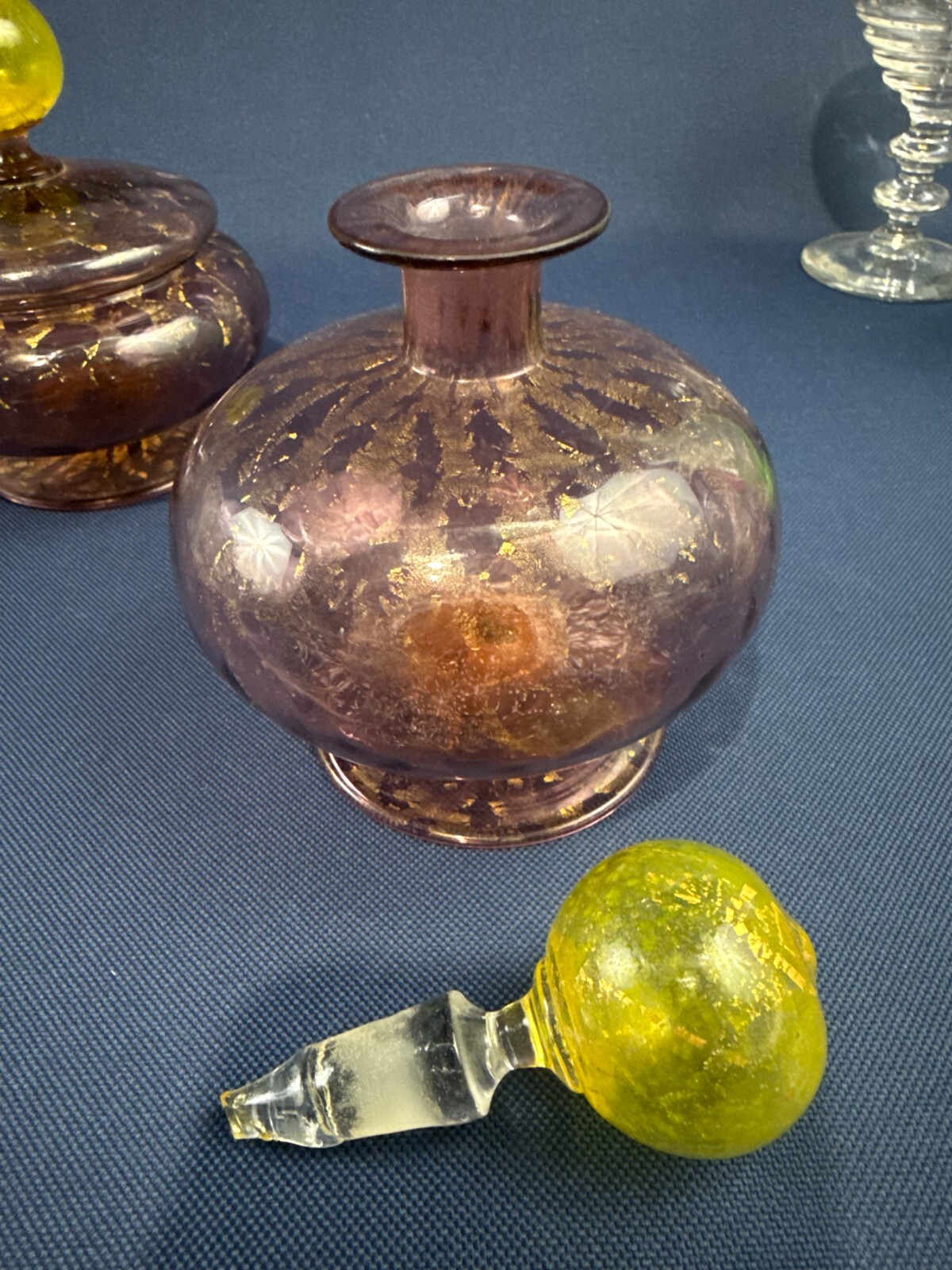 Art Deco MURANO millefiori & gold dust glass perfume bottle, jar c.1920 – 1930s