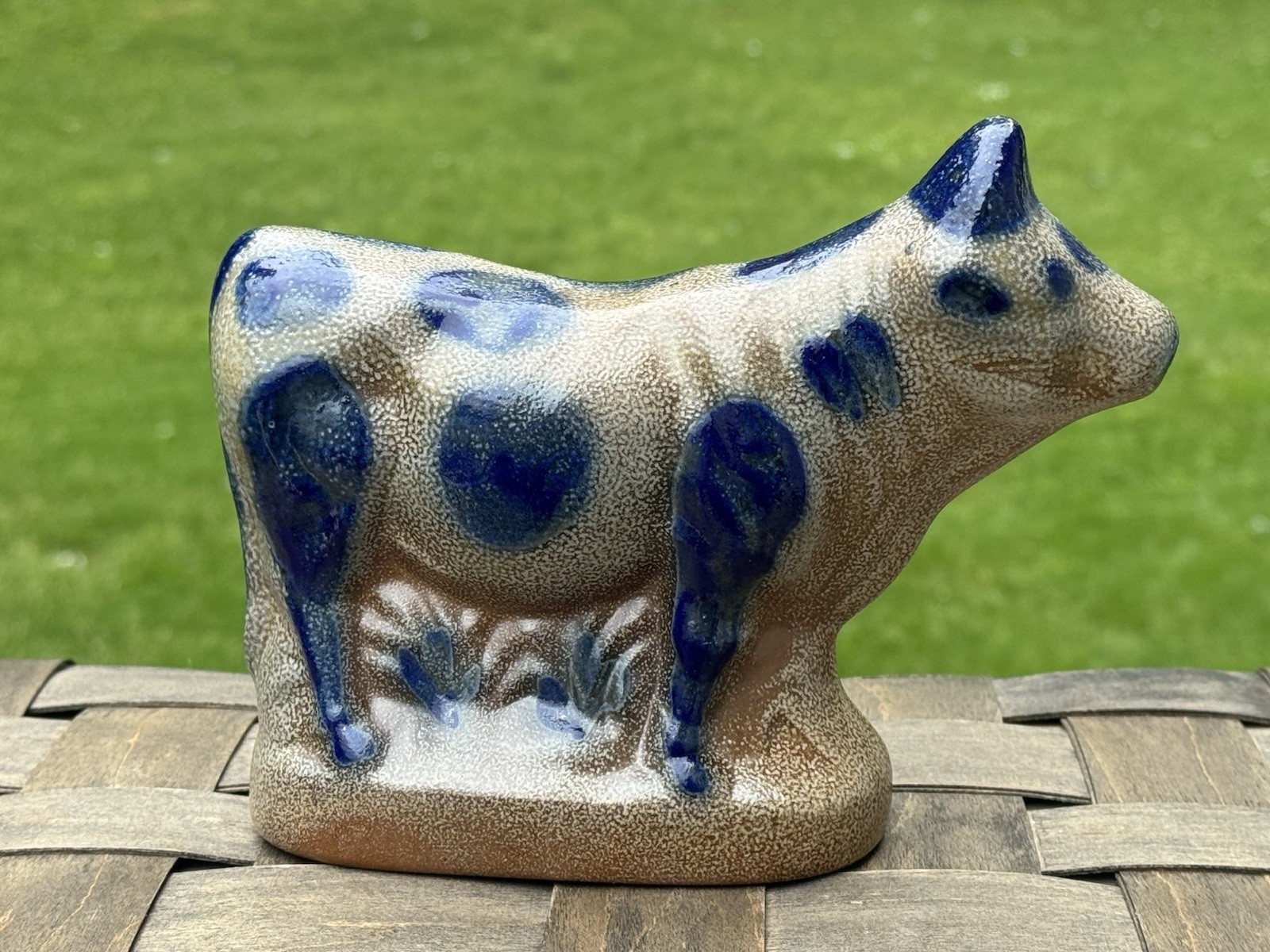 Beaumont Bros Pottery BBP Salt Glazed Spotted Cow Figurine 1991 Primitive Farm
