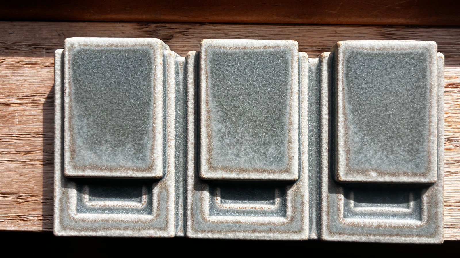 Motawi Tileworks Frank Lloyd Wright STORER Triplet SCULPTED Edge Tile 3″x6″