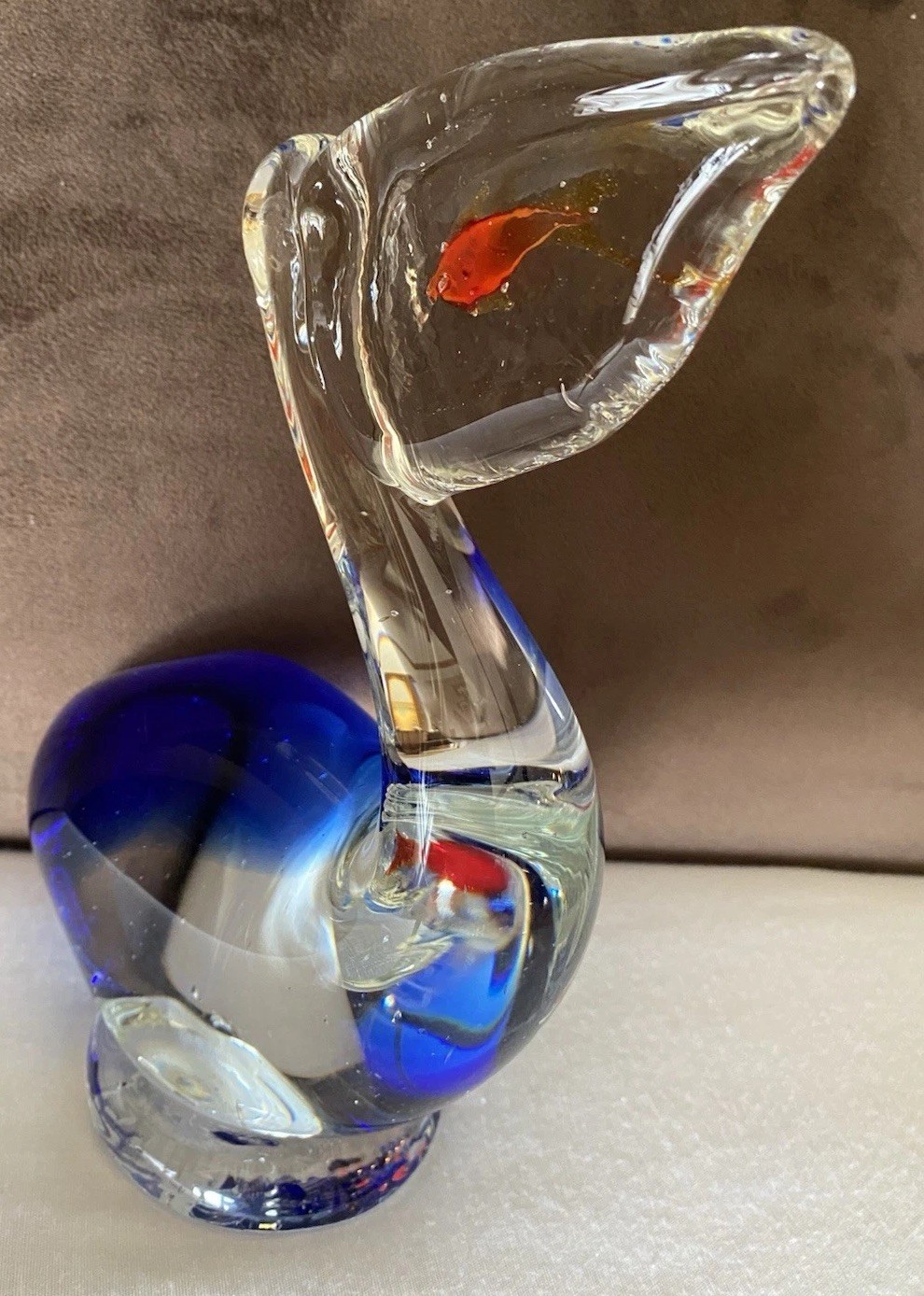 Hand-blown Glass Pelican Figurine Dynasty Gallery China Original Sticker