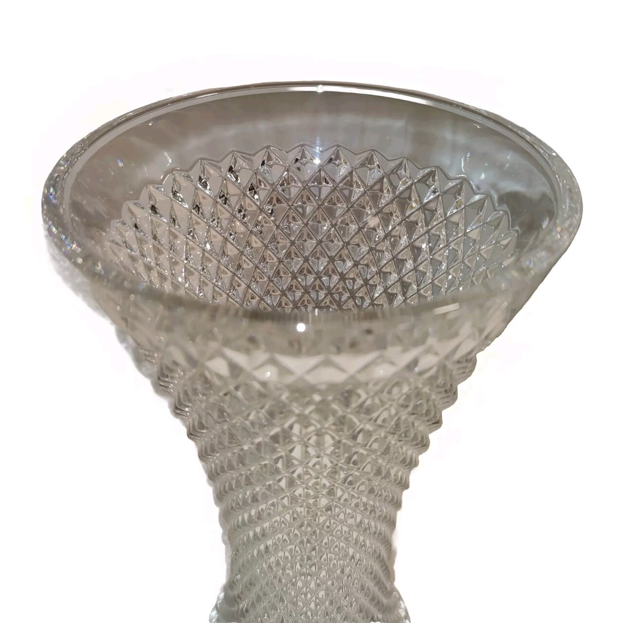 Nachtmann Diamond Point Crystal Vase Clear Flair Heavy Centerpiece Mark Retired