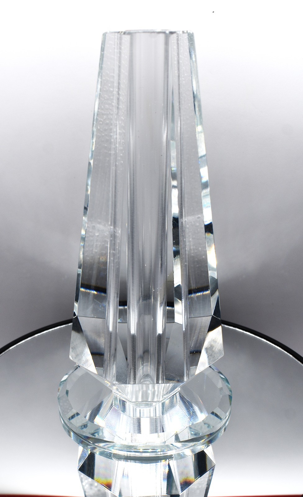 Cut Crystal Vase Art Deco Geometric Panels 1.2 Lbs.