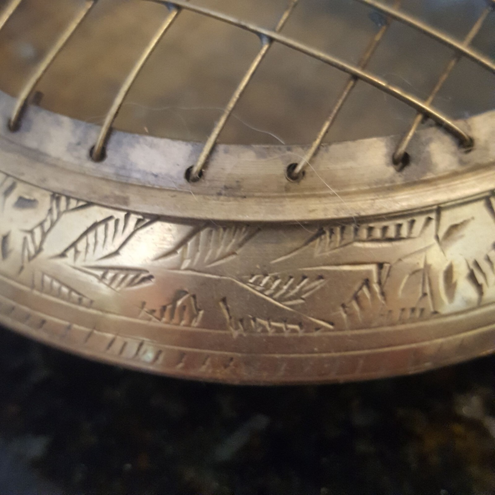 Vintage MCM Incense Burner Flower Frog #Signed India Handcraft Brass Vase Etched