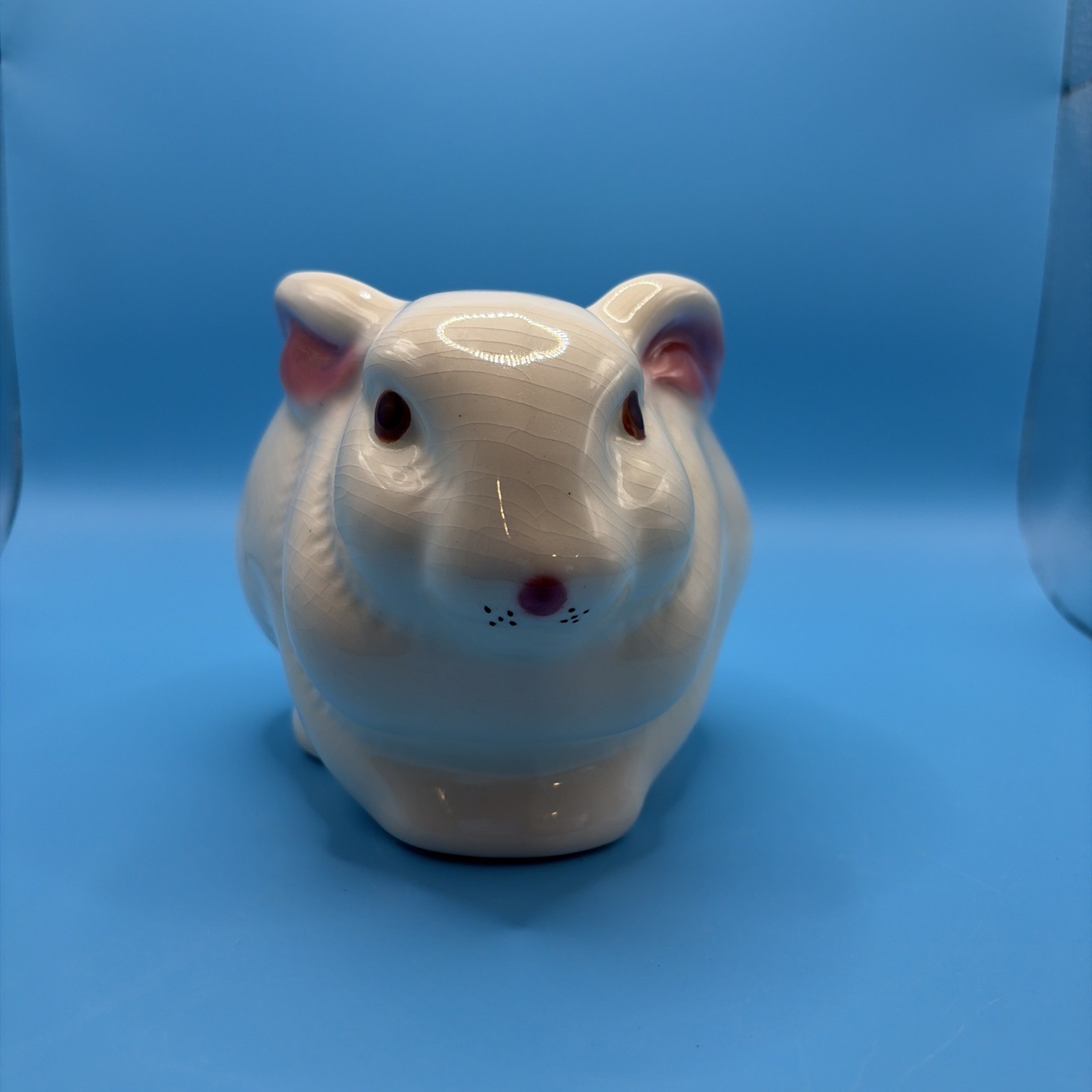 Vintage Avon White Bunny Rabbit Planter Ceramic Pink Ears Easter Decor