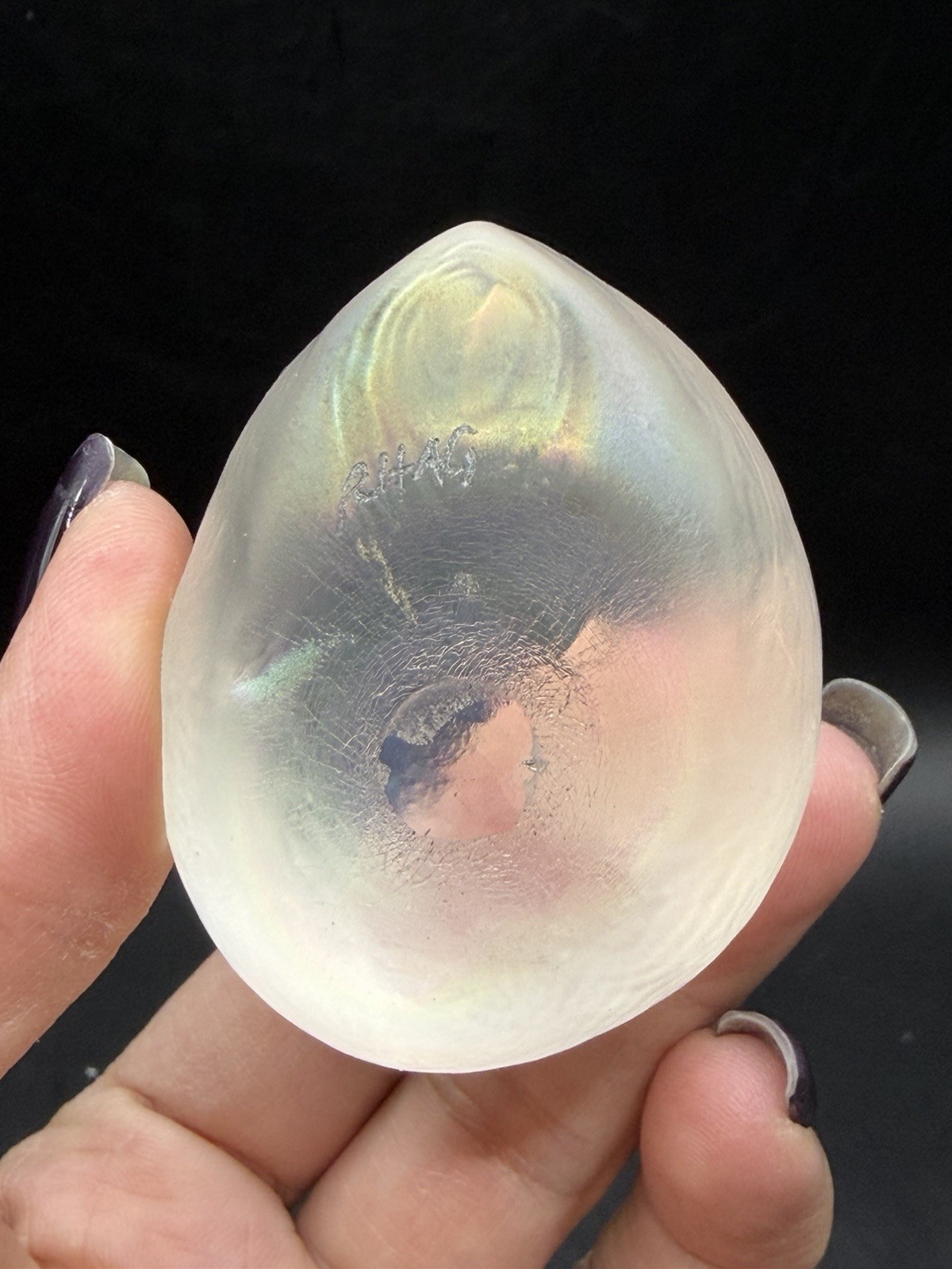 Vintage RARE Signed RHAG Robert Held Art Glass Iridescent Mouse Paperweight