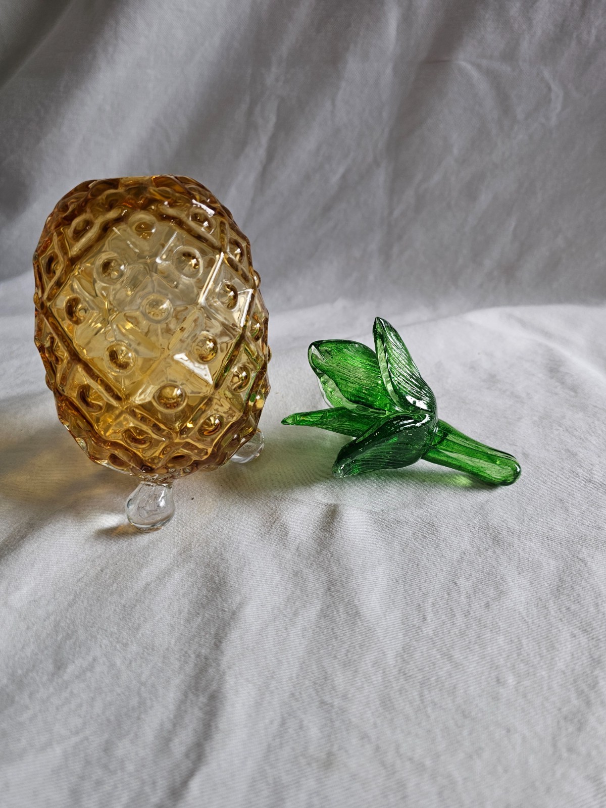 Hand-Blown Amber Glass Pineapple Figurine