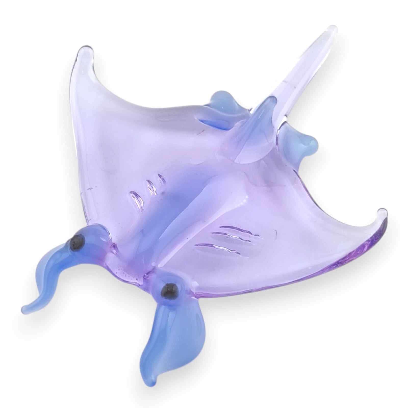 Handcrafted Miniature Purple Blue Stingray Glass Figurine