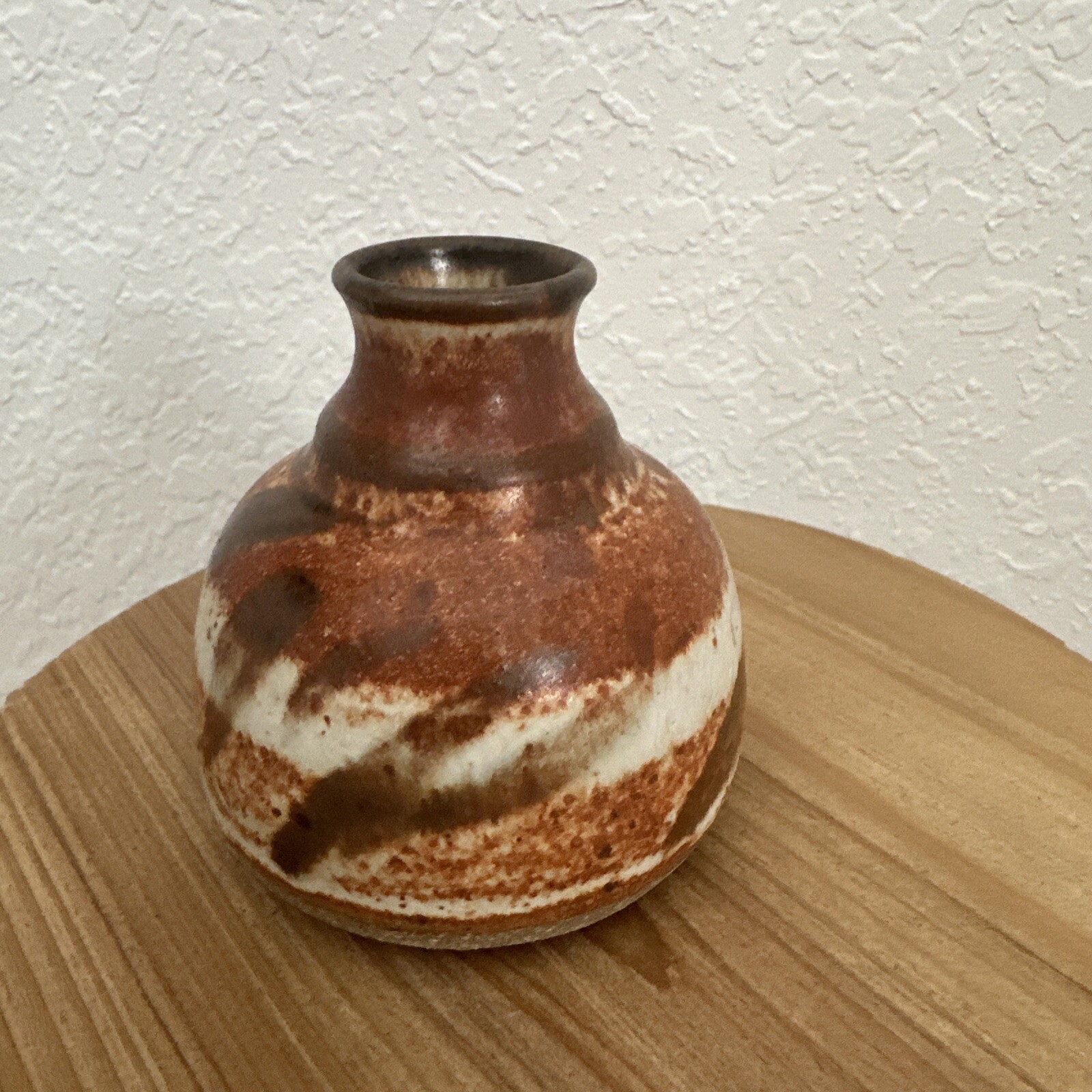 Hand Made Art Pottery Bud Vase Western Decor 3.5 in tall 3 in Wide Earthy Tones