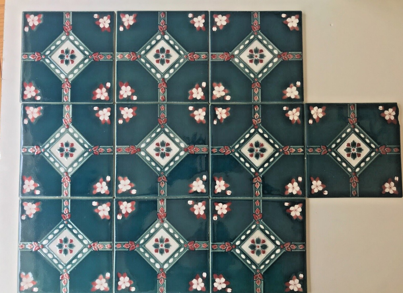 Set of 10 Ceramic 6″ TILES Retro Vintage Made in JAPAN Accent BACKSPLASH Design