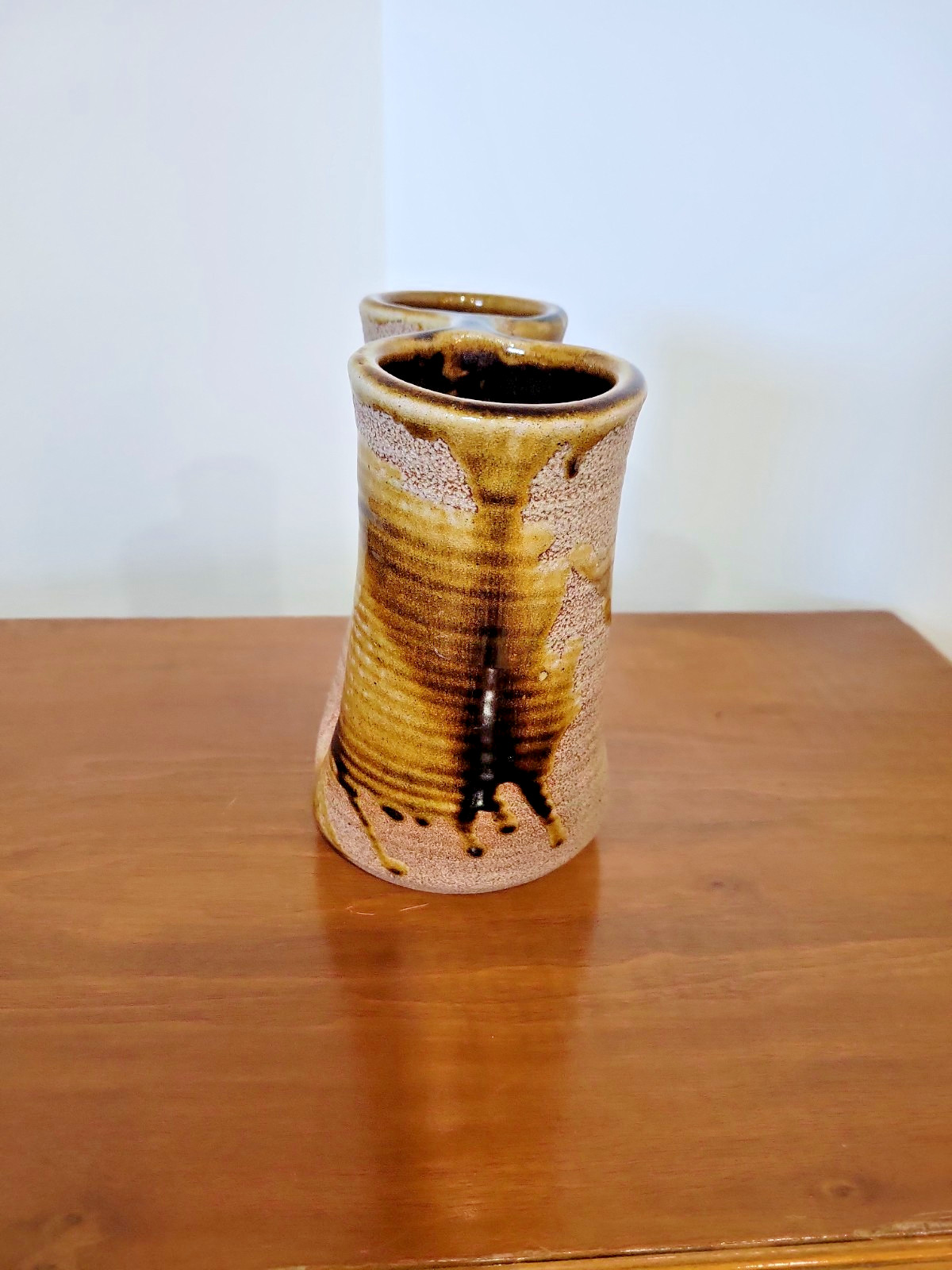 Gorgeous Studio Artist Stoneware Pottery Vessel Abstract Artist Signed 1974
