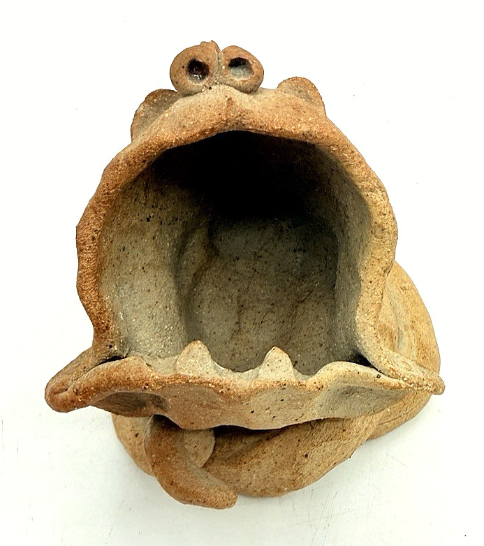 4.75″ Signed DZEDZY Handcrafted Stoneware Art Pottery FISH MONSTER