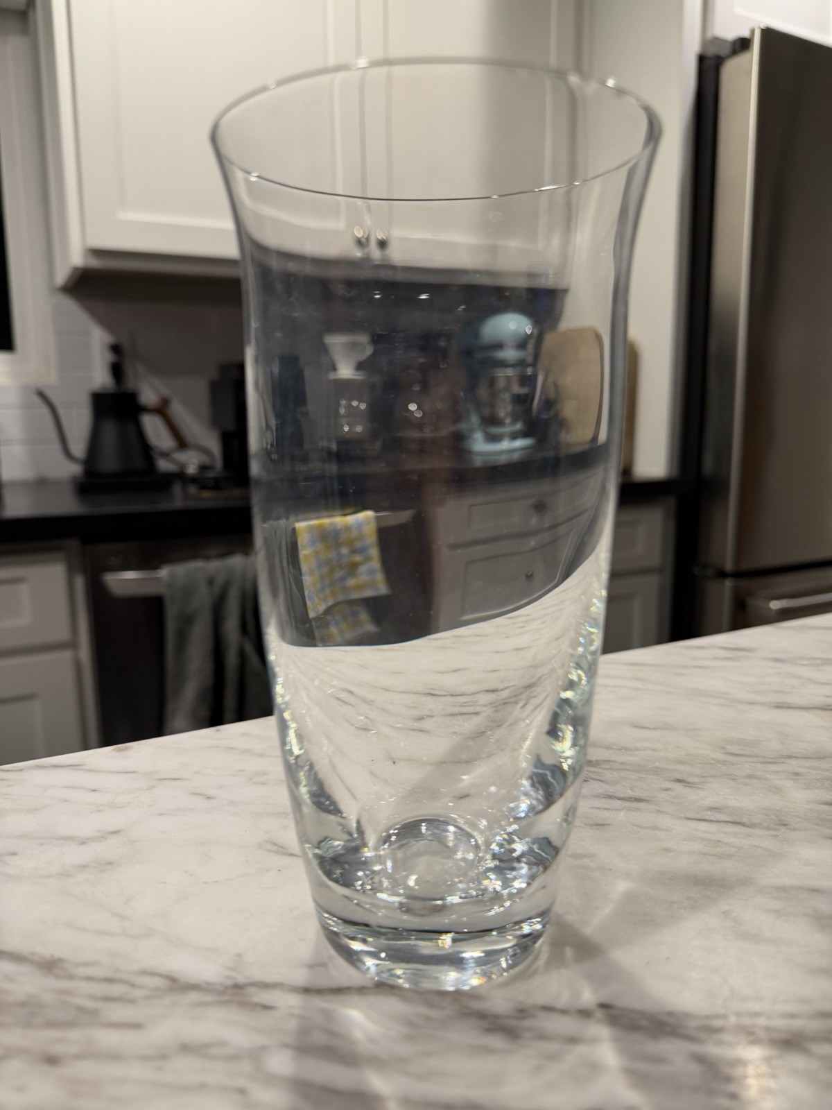 Vtg 1980s DANSK Crystal Floral Vase: 7″ Curved Fluted Glass, Czech Republic