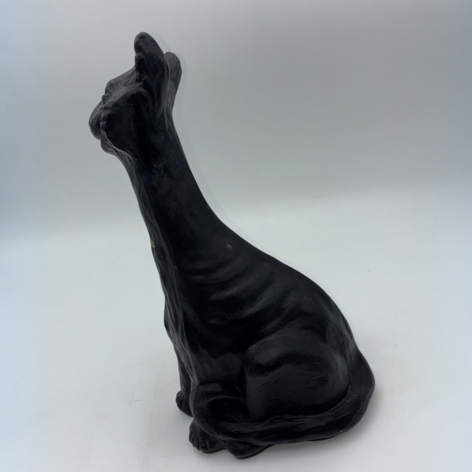 Vintage Tiffin Glass Painted Grotesque Cat Figurine Statue Black Satin – Chipped