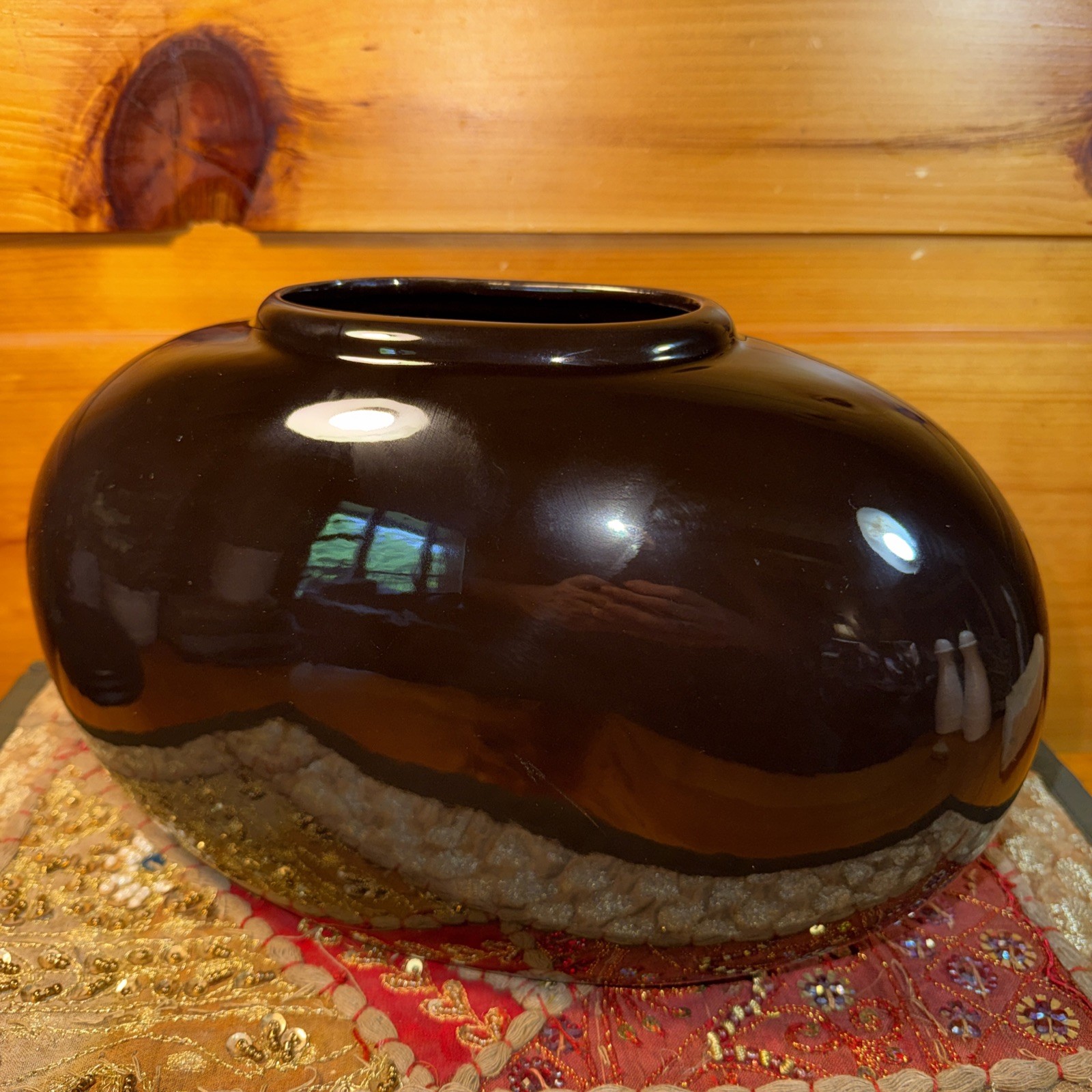 Vintage Chocolate Brown Haeger Oblong Vase #4317 Pottery Classic 1980’s Retro
