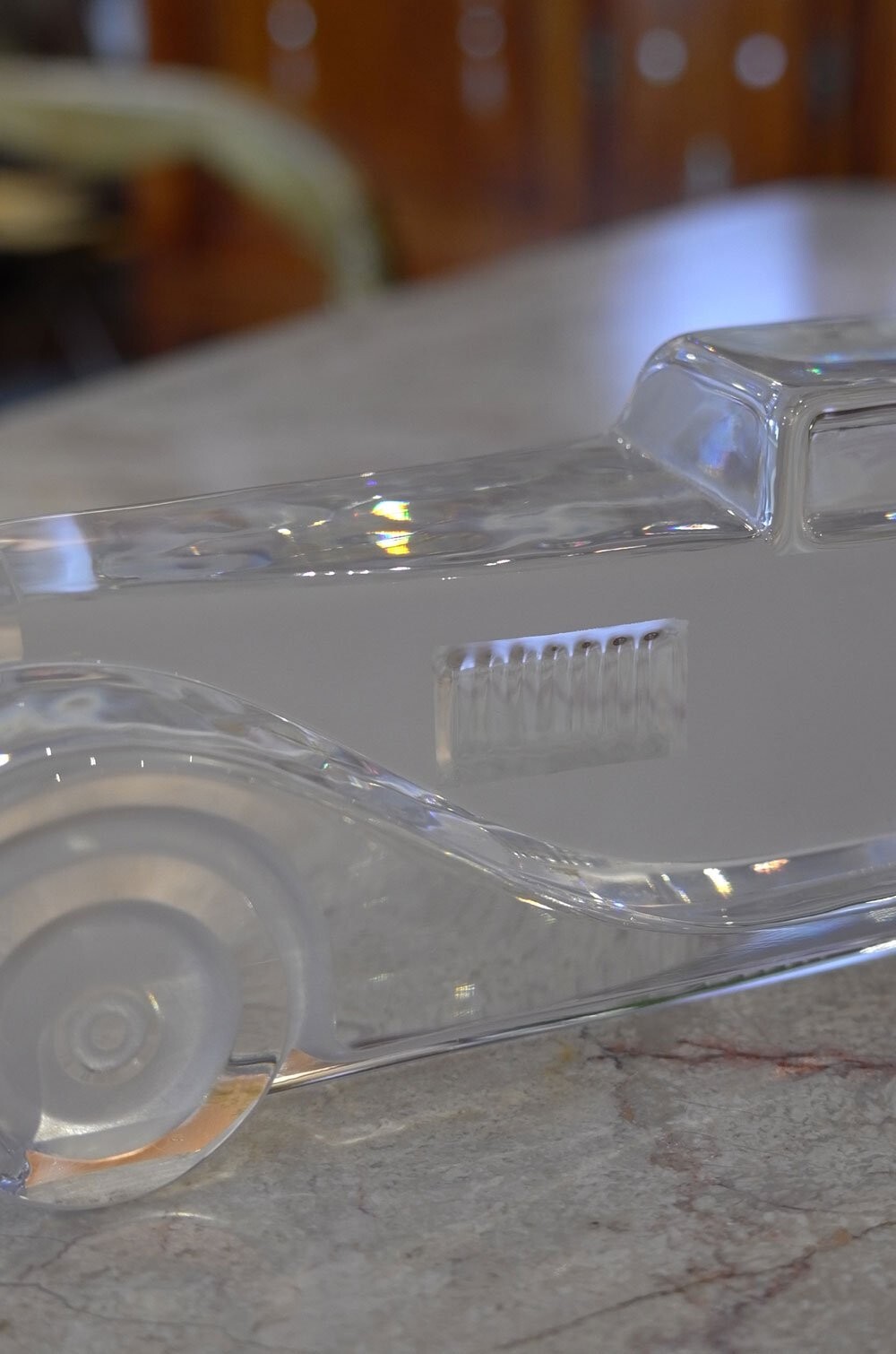 Daum Crystal Glass Classic Car Object 1970s Vintage W 10.6 x D 1.8 x H 2.7 in