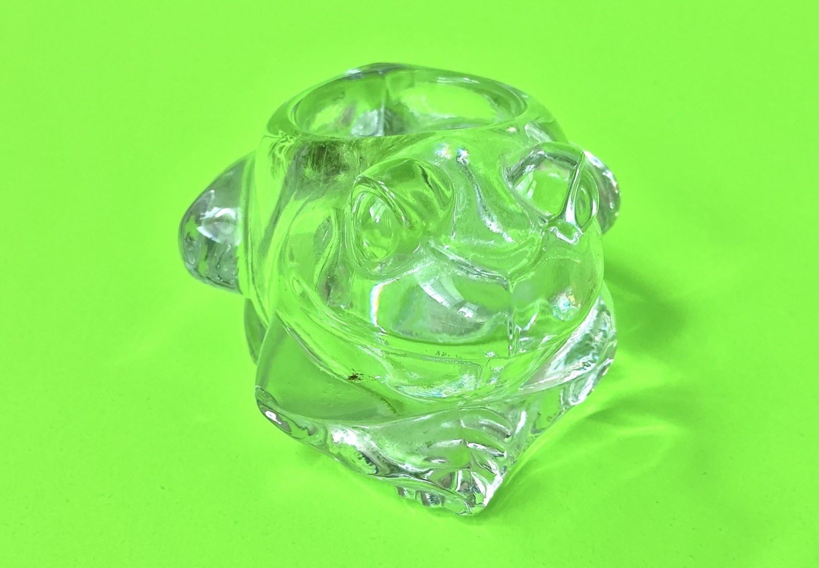 Frog Candle Holder Clear Glass Indiana Glass Votive Vintage 1990s
