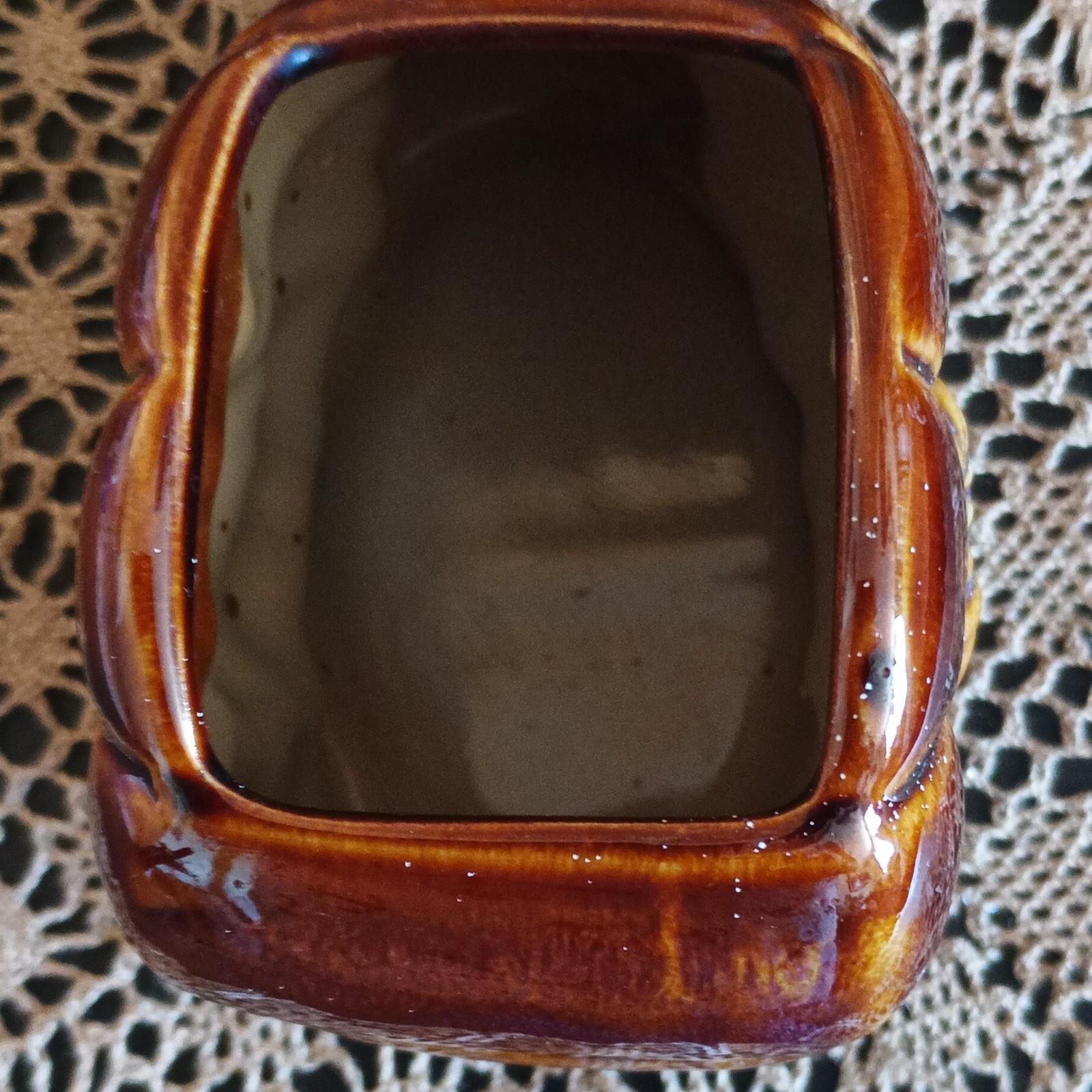 Ceramic Pottery Snail Planter, Brown & Blue Glossy Finish Animal Theme