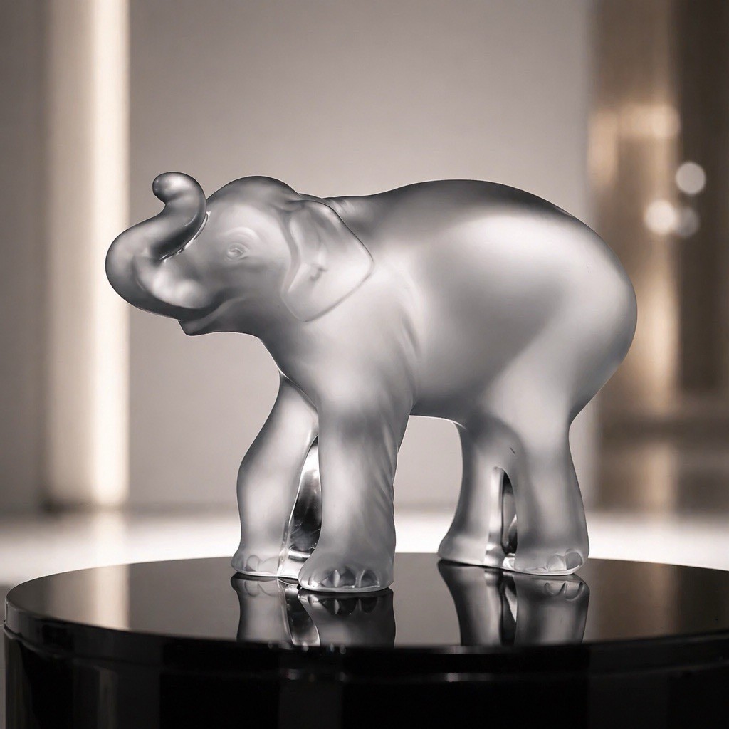Lalique Frosted Crystal Timora Baby Elephant Figurine 1179200